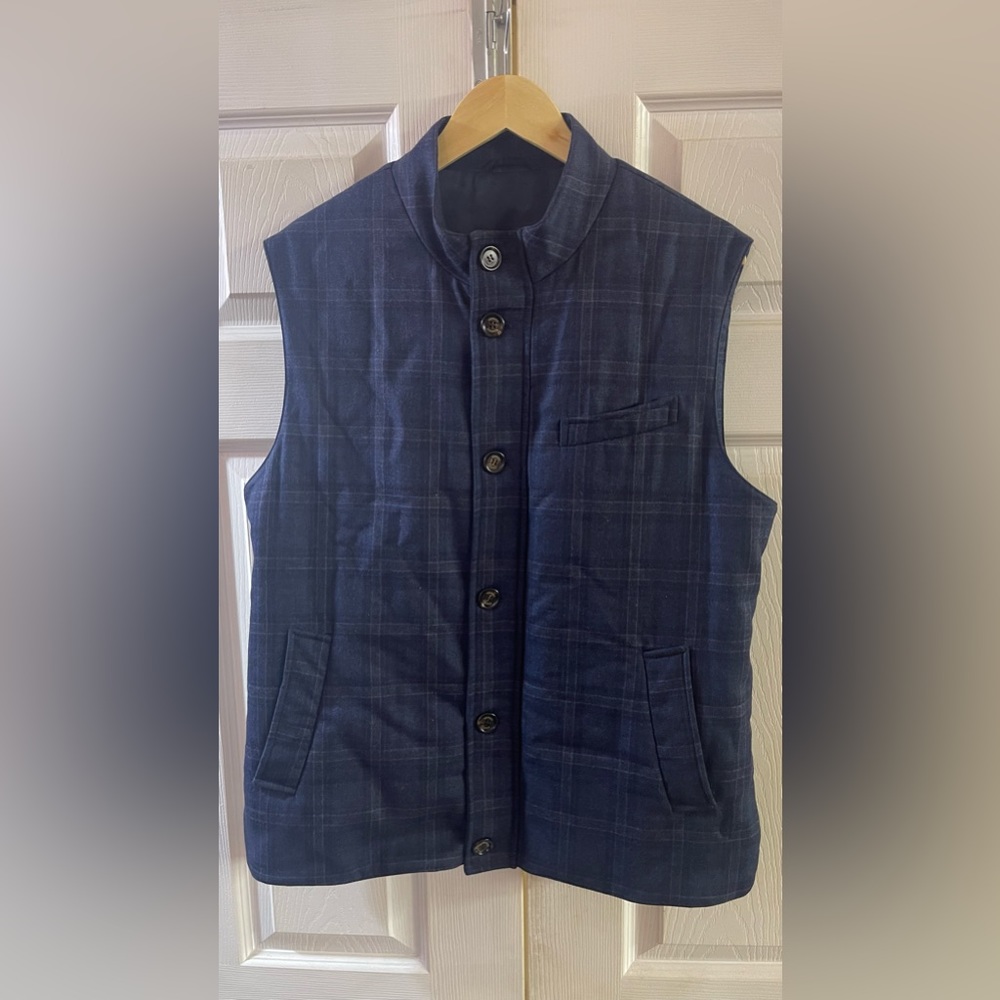 Eleventy Platinum Collection Blue Plaid Vest Large/XLarge